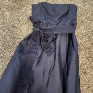Ann Taylor festive strapless, navy silk party dress size 4